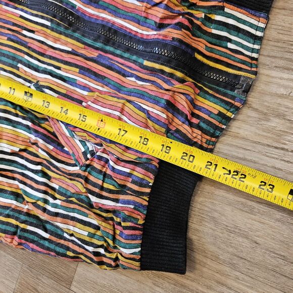Vtg Multicolor Stripe Bomber Jacket Womens MArtsy Ecletic Floral Lining Full Zip - Picture 8 of 8